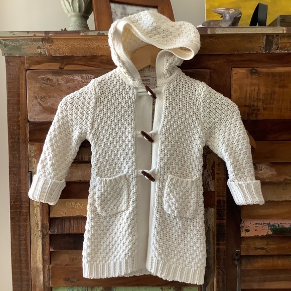 Old Navy Other - Old Navy “Dumpling” Ivory Long Sweater Coat Sz 2T